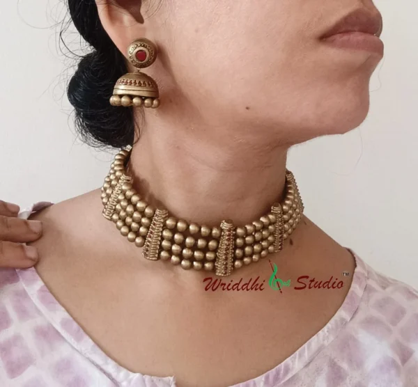 Choker antique gold terracotta set